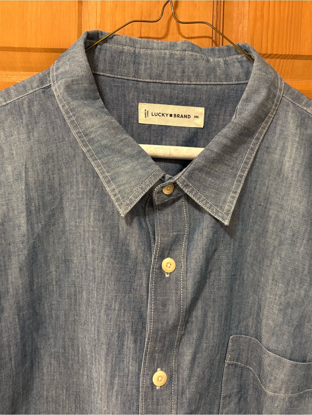 NWT Lucky Brand CoolMax Men's Light Blue Chambray Button-Down Shirt Size XXL - Picture 2 of 12
